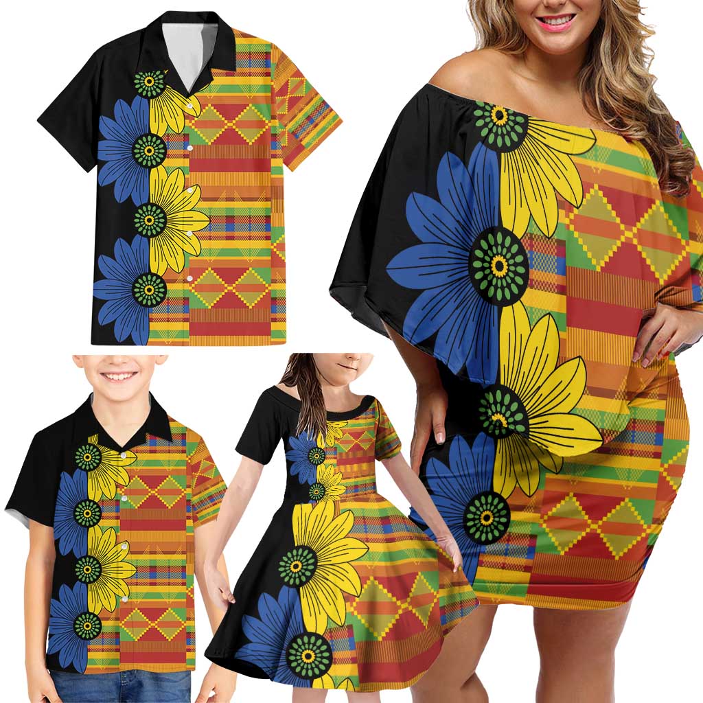 African Ethnic Kitenge Ankara Style Family Matching Off Shoulder Short Dress and Hawaiian Shirt LT9 - Wonder Print Shop