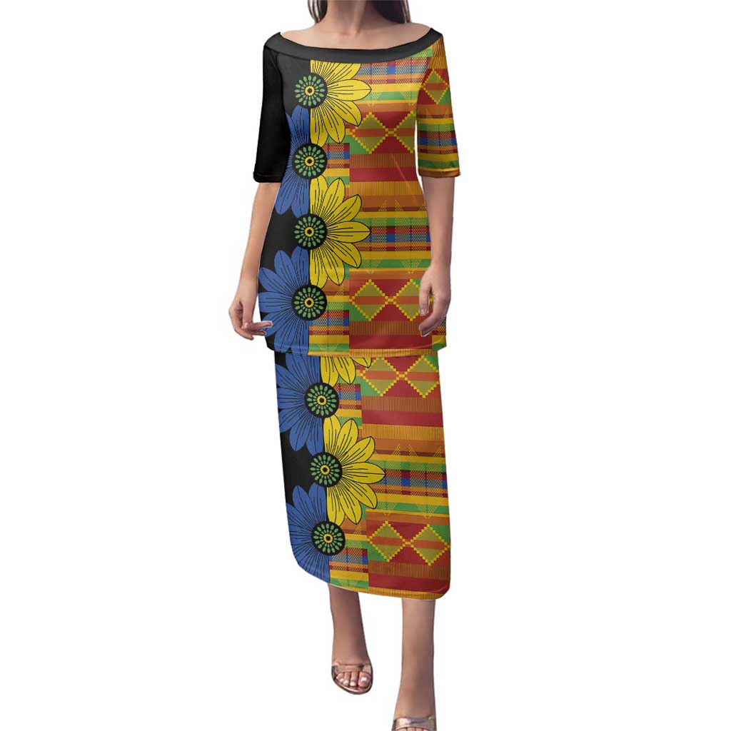 African Ethnic Kitenge Ankara Style Family Matching Puletasi and Hawaiian Shirt