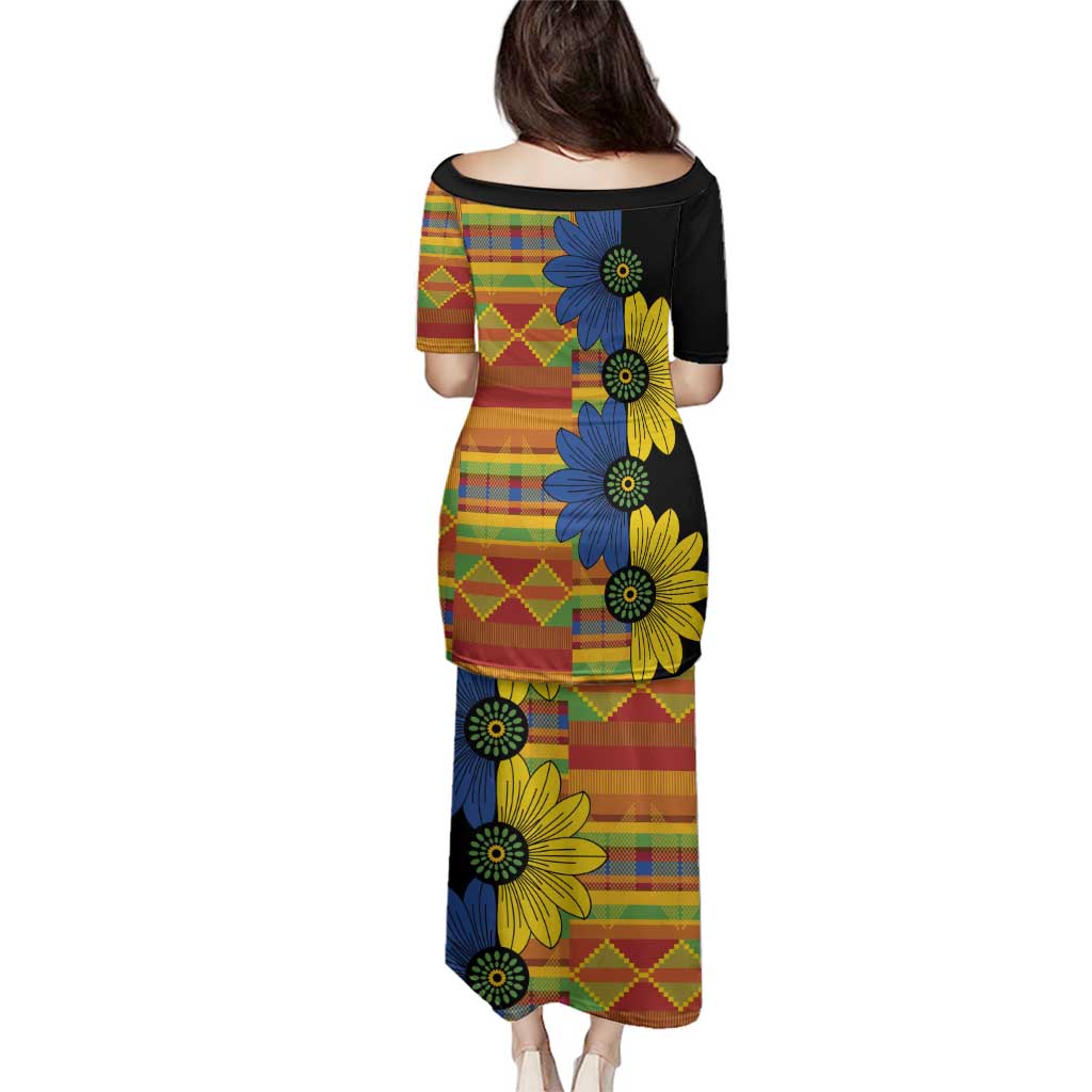 African Ethnic Kitenge Ankara Style Family Matching Puletasi and Hawaiian Shirt