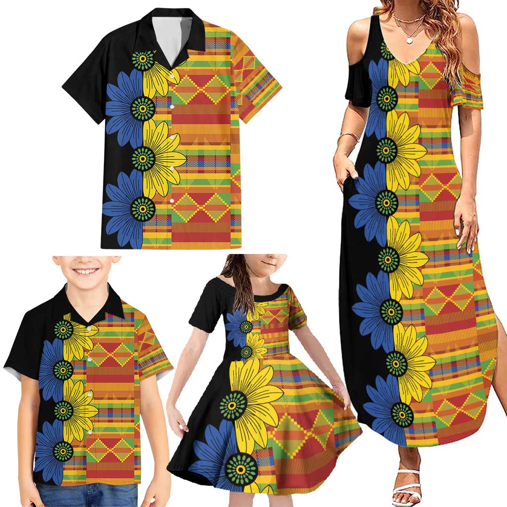 African Ethnic Kitenge Ankara Style Family Matching Summer Maxi Dress and Hawaiian Shirt - Wonder Print Shop