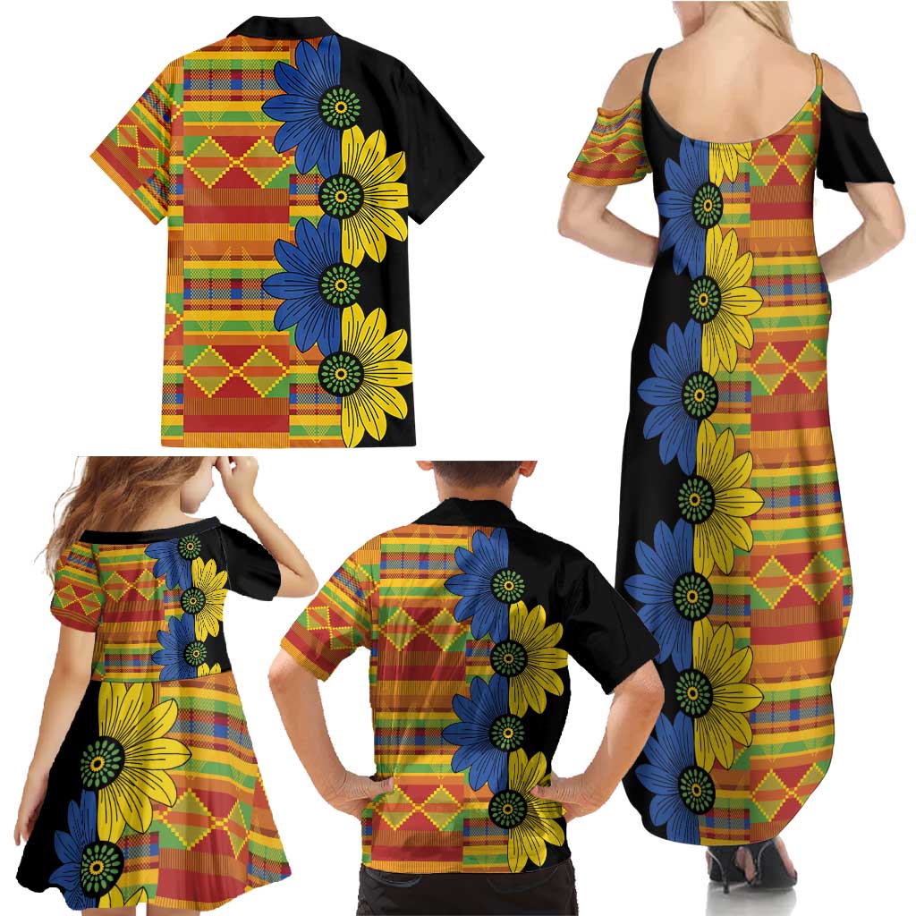 African Ethnic Kitenge Ankara Style Family Matching Summer Maxi Dress and Hawaiian Shirt - Wonder Print Shop