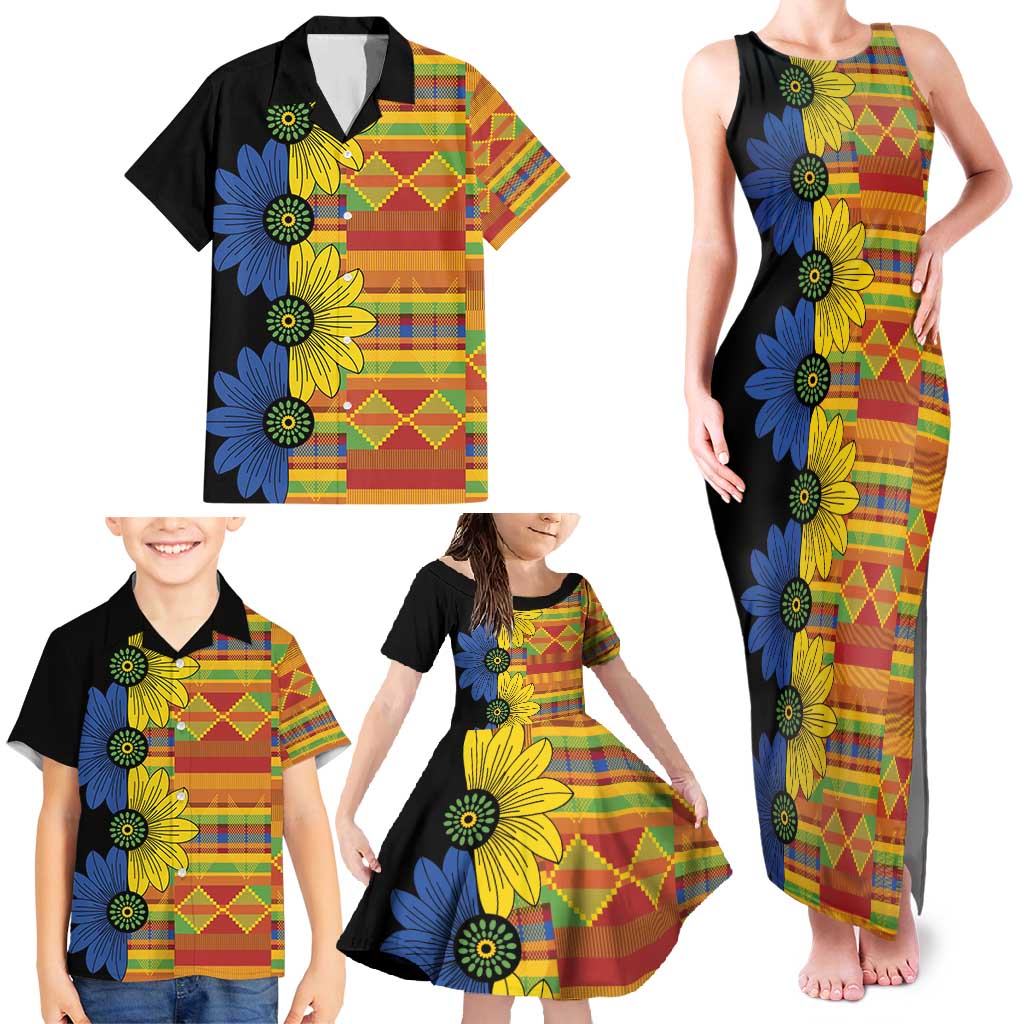 African Ethnic Kitenge Ankara Style Family Matching Tank Maxi Dress and Hawaiian Shirt - Wonder Print Shop