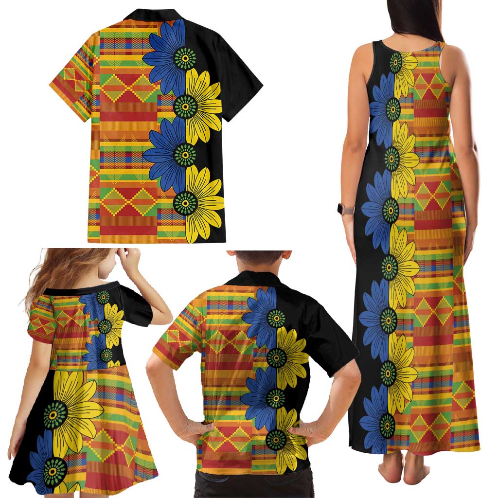 African Ethnic Kitenge Ankara Style Family Matching Tank Maxi Dress and Hawaiian Shirt - Wonder Print Shop