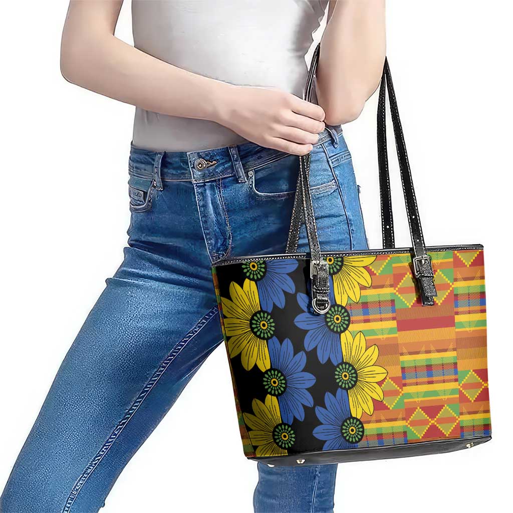 African Ethnic Kitenge Ankara Style Leather Tote Bag