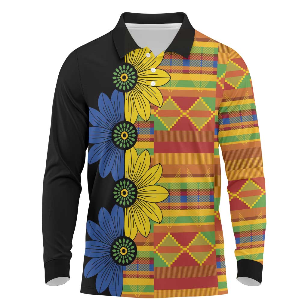 African Ethnic Kitenge Ankara Style Long Sleeve Polo Shirt - Wonder Print Shop