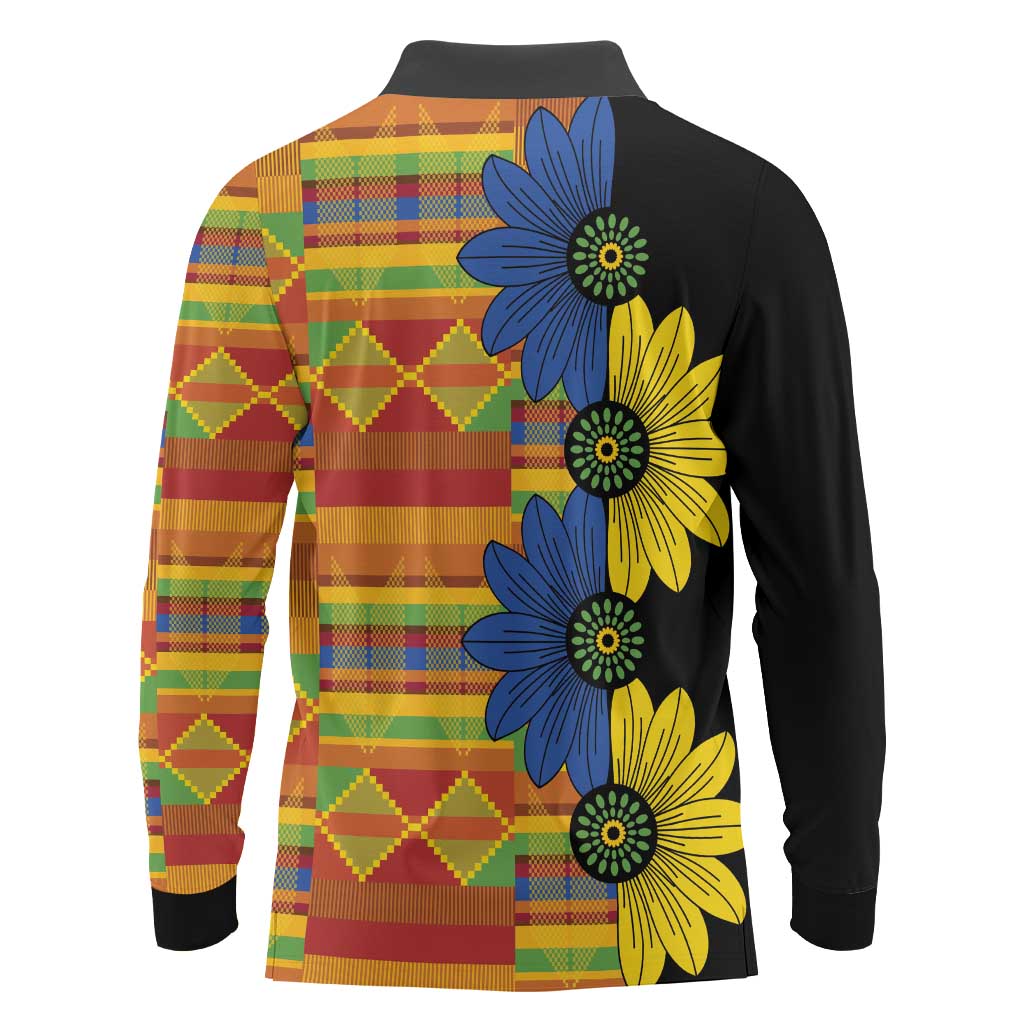 African Ethnic Kitenge Ankara Style Long Sleeve Polo Shirt - Wonder Print Shop