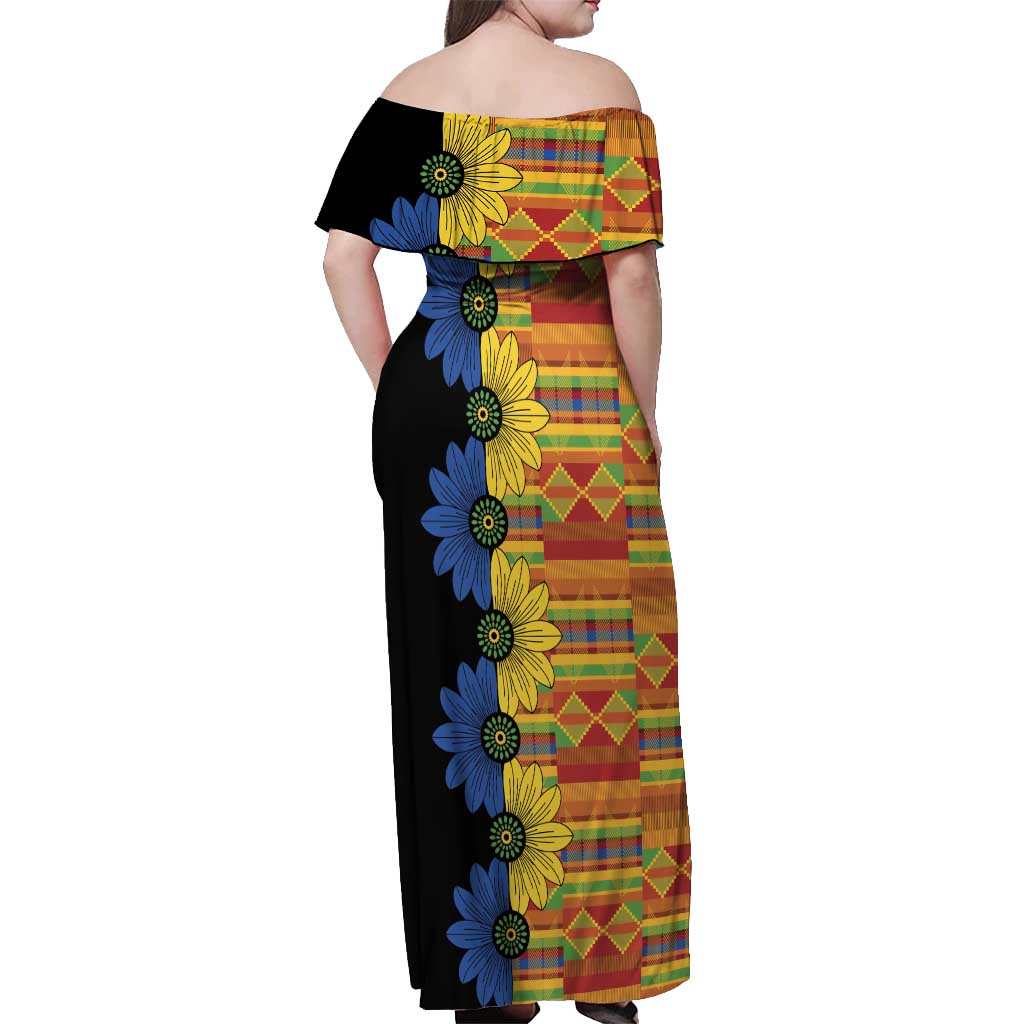African Ethnic Kitenge Ankara Style Off Shoulder Maxi Dress - Wonder Print Shop