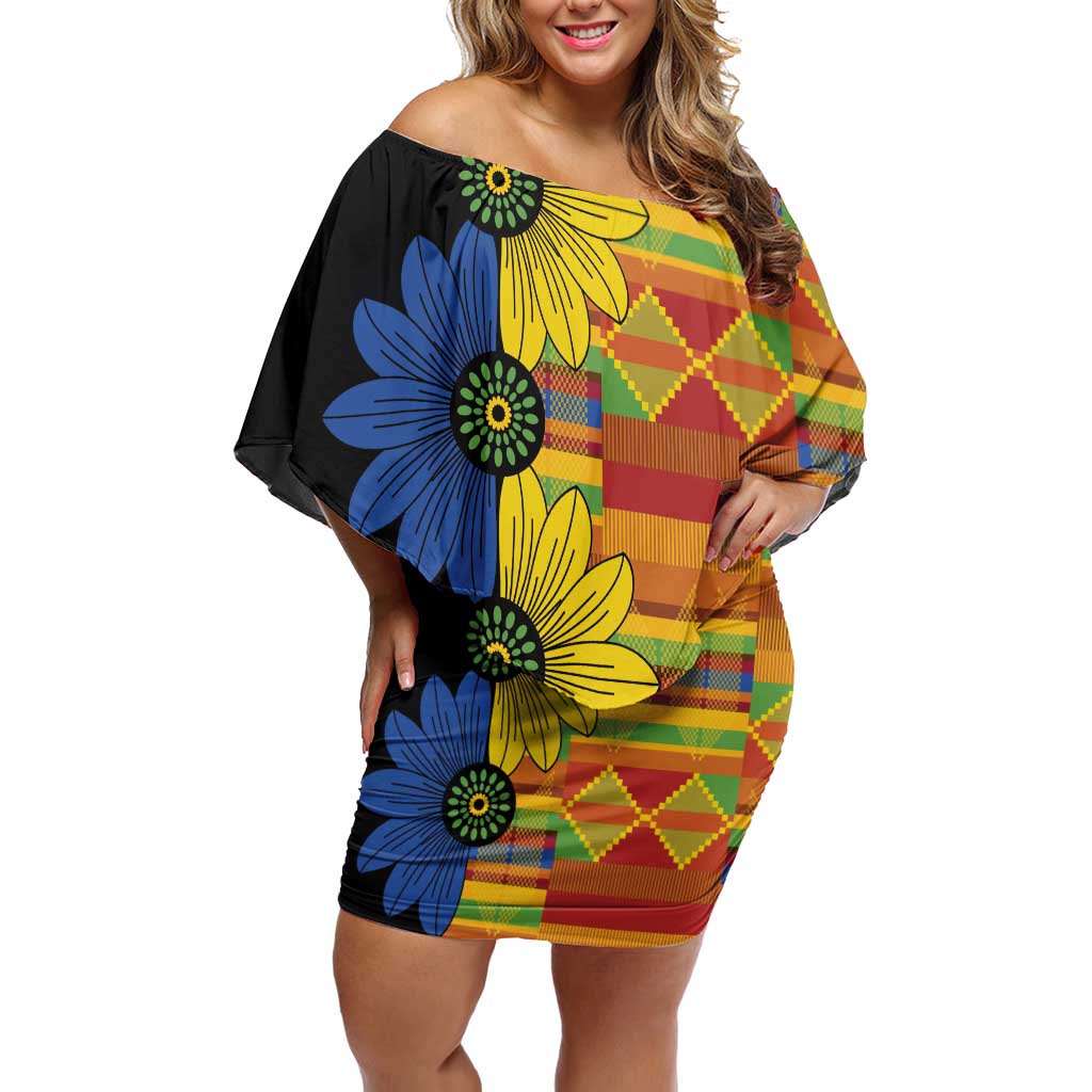 African Ethnic Kitenge Ankara Style Off Shoulder Short Dress - Wonder Print Shop