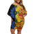 African Ethnic Kitenge Ankara Style Off Shoulder Short Dress - Wonder Print Shop