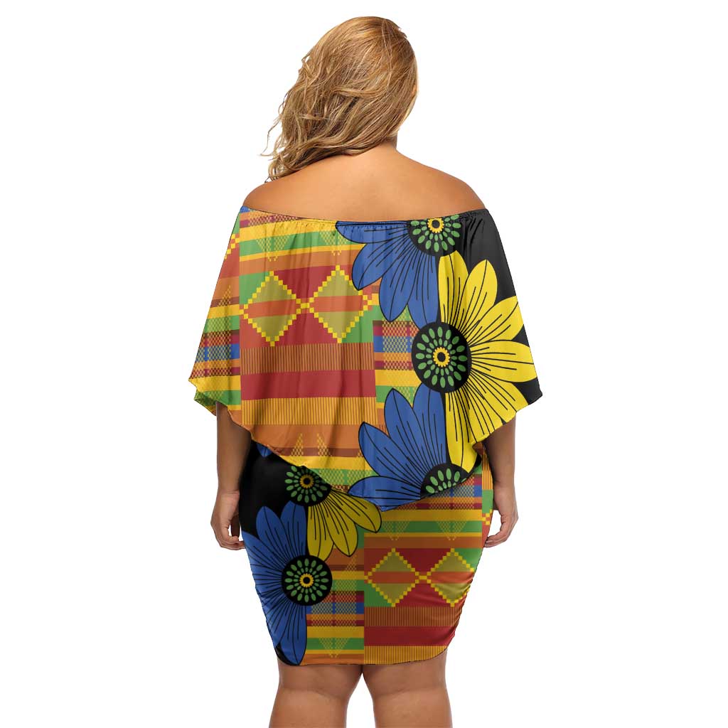 African Ethnic Kitenge Ankara Style Off Shoulder Short Dress - Wonder Print Shop