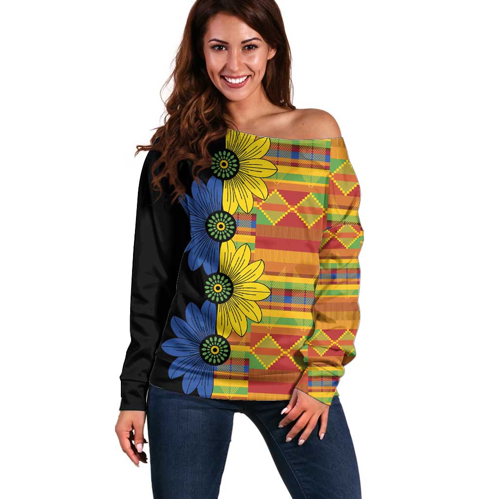 African Ethnic Kitenge Ankara Style Off Shoulder Sweater - Wonder Print Shop