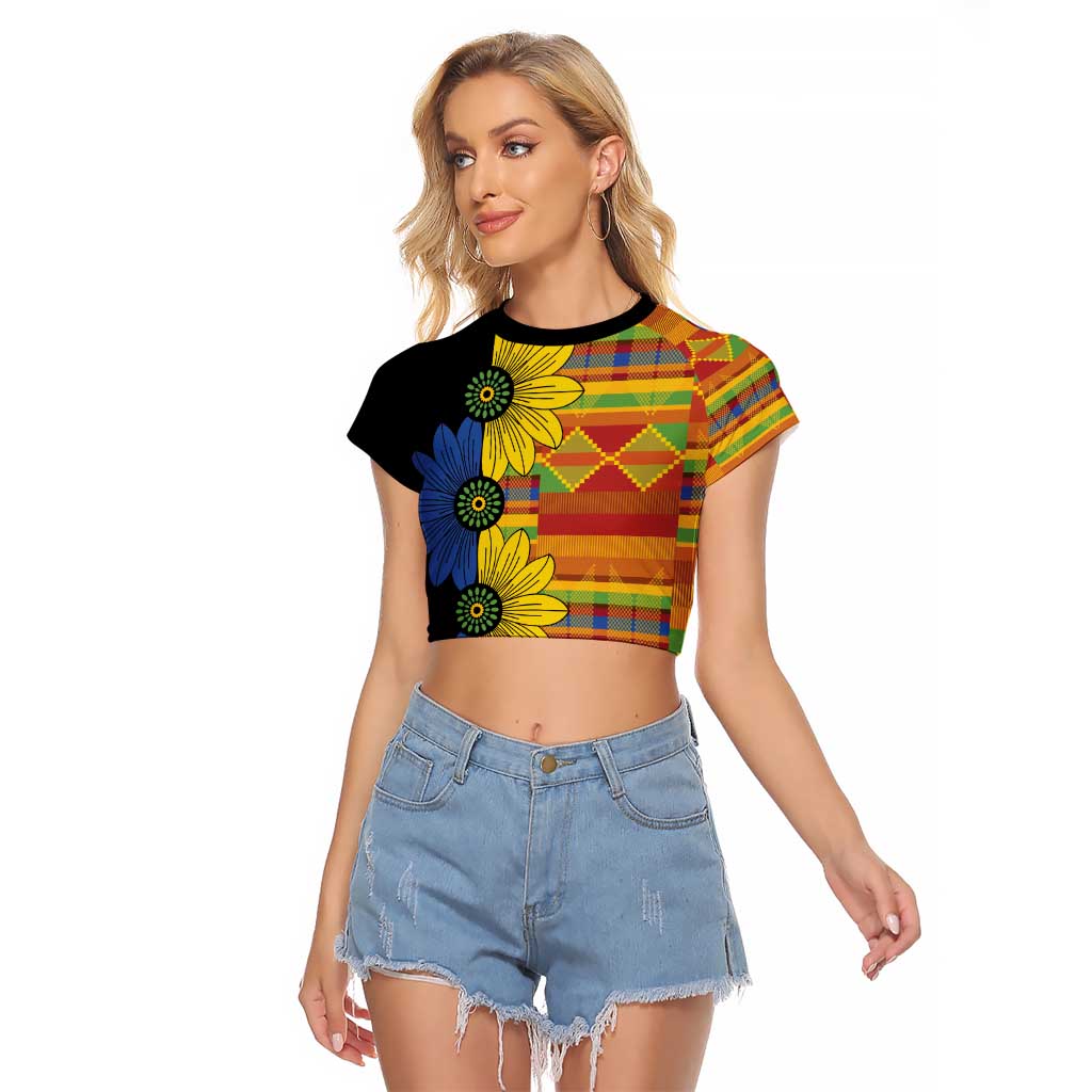 African Ethnic Kitenge Ankara Style Raglan Cropped T Shirt - Wonder Print Shop