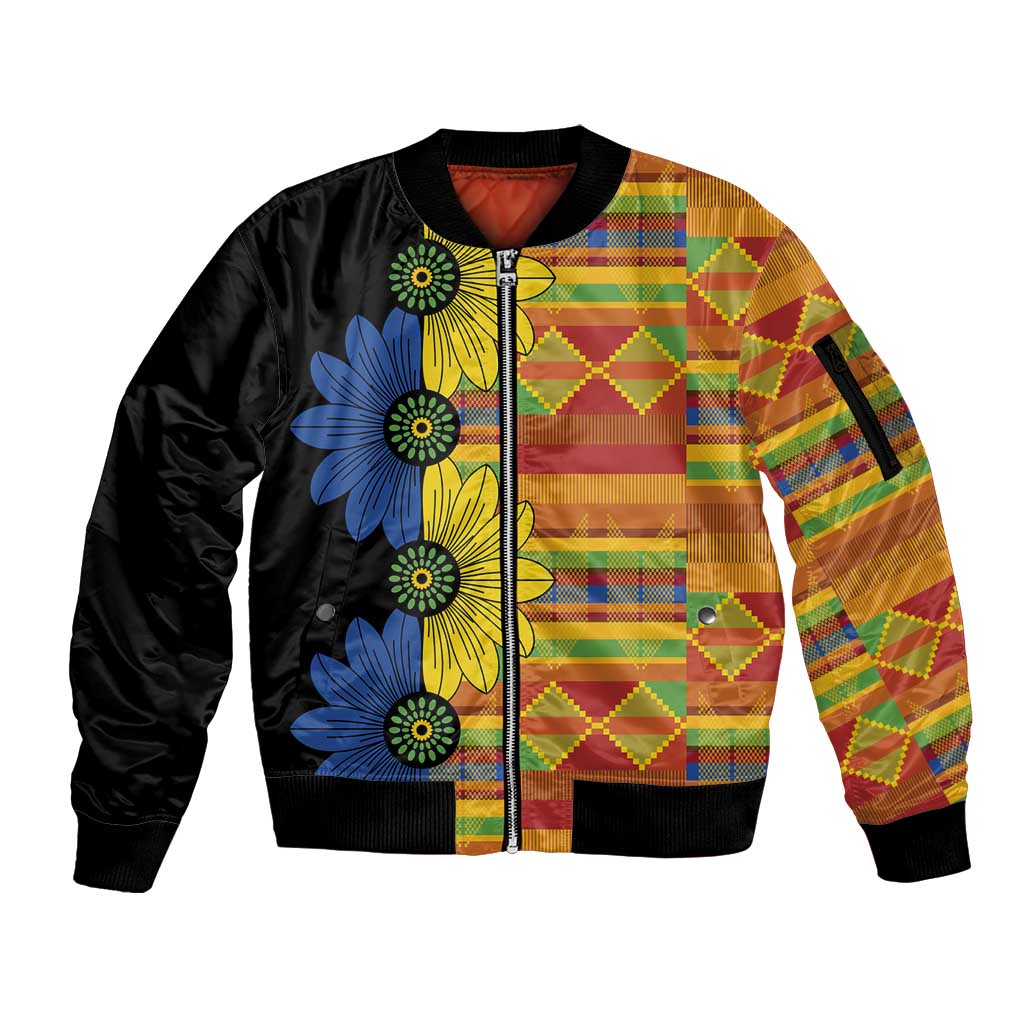 African Ethnic Kitenge Ankara Style Sleeve Zip Bomber Jacket - Wonder Print Shop