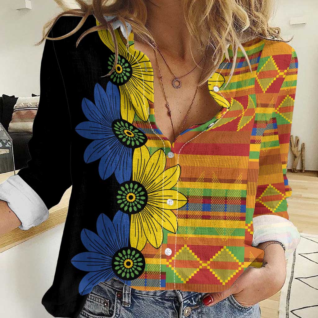 African Ethnic Kitenge Ankara Style Women Casual Shirt - Wonder Print Shop