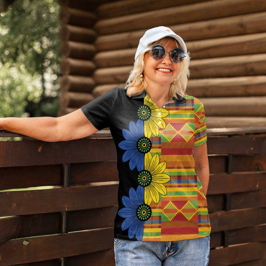African Ethnic Kitenge Ankara Style Women Polo Shirt - Wonder Print Shop