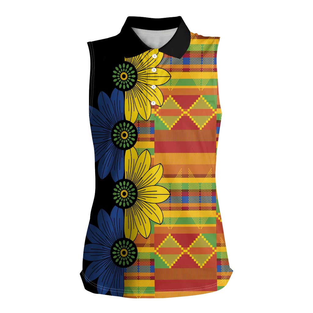 African Ethnic Kitenge Ankara Style Women Sleeveless Polo Shirt - Wonder Print Shop