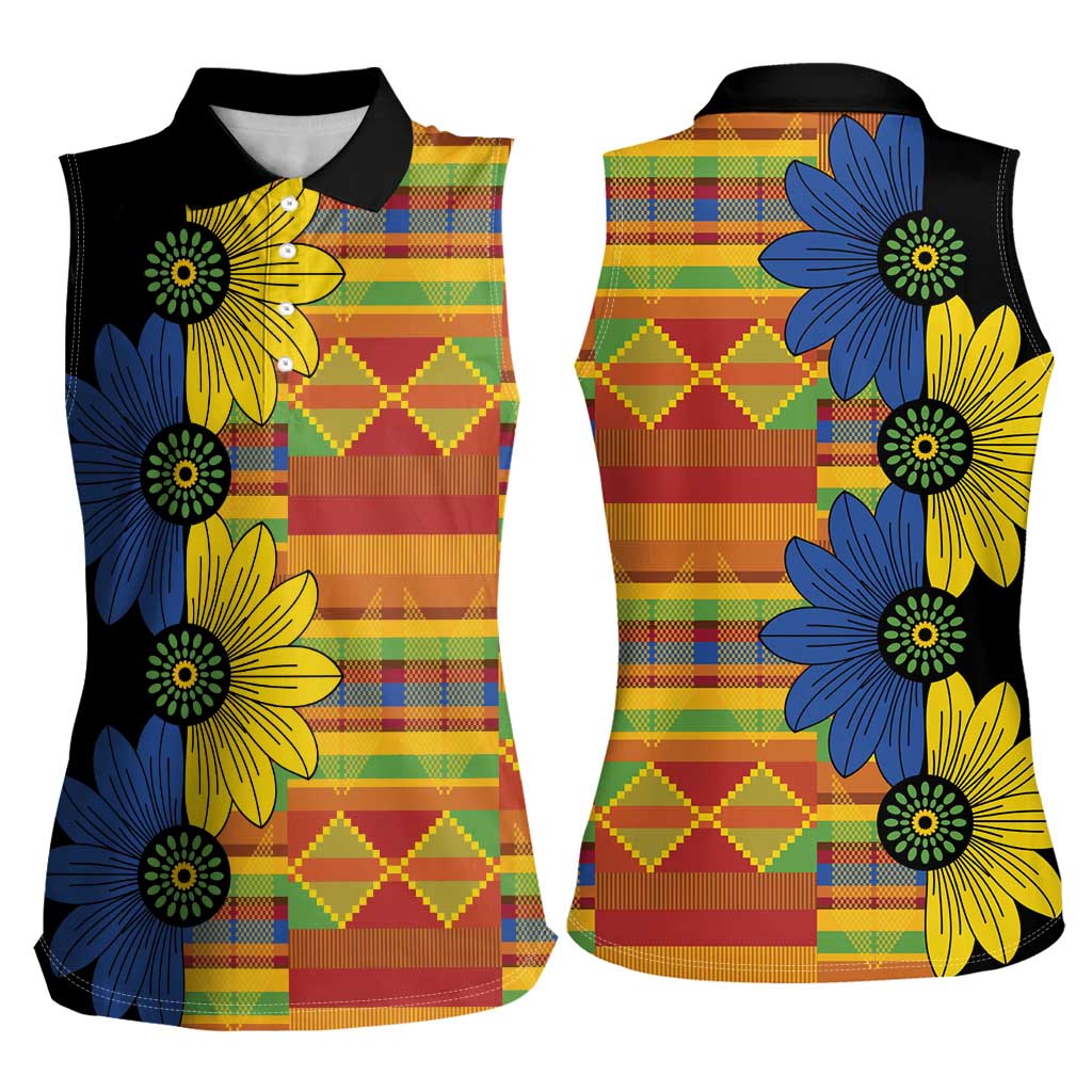 African Ethnic Kitenge Ankara Style Women Sleeveless Polo Shirt - Wonder Print Shop