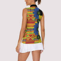 African Ethnic Kitenge Ankara Style Women Sleeveless Polo Shirt - Wonder Print Shop