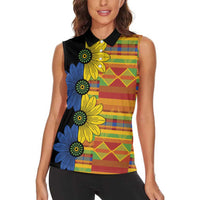 African Ethnic Kitenge Ankara Style Women Sleeveless Polo Shirt - Wonder Print Shop