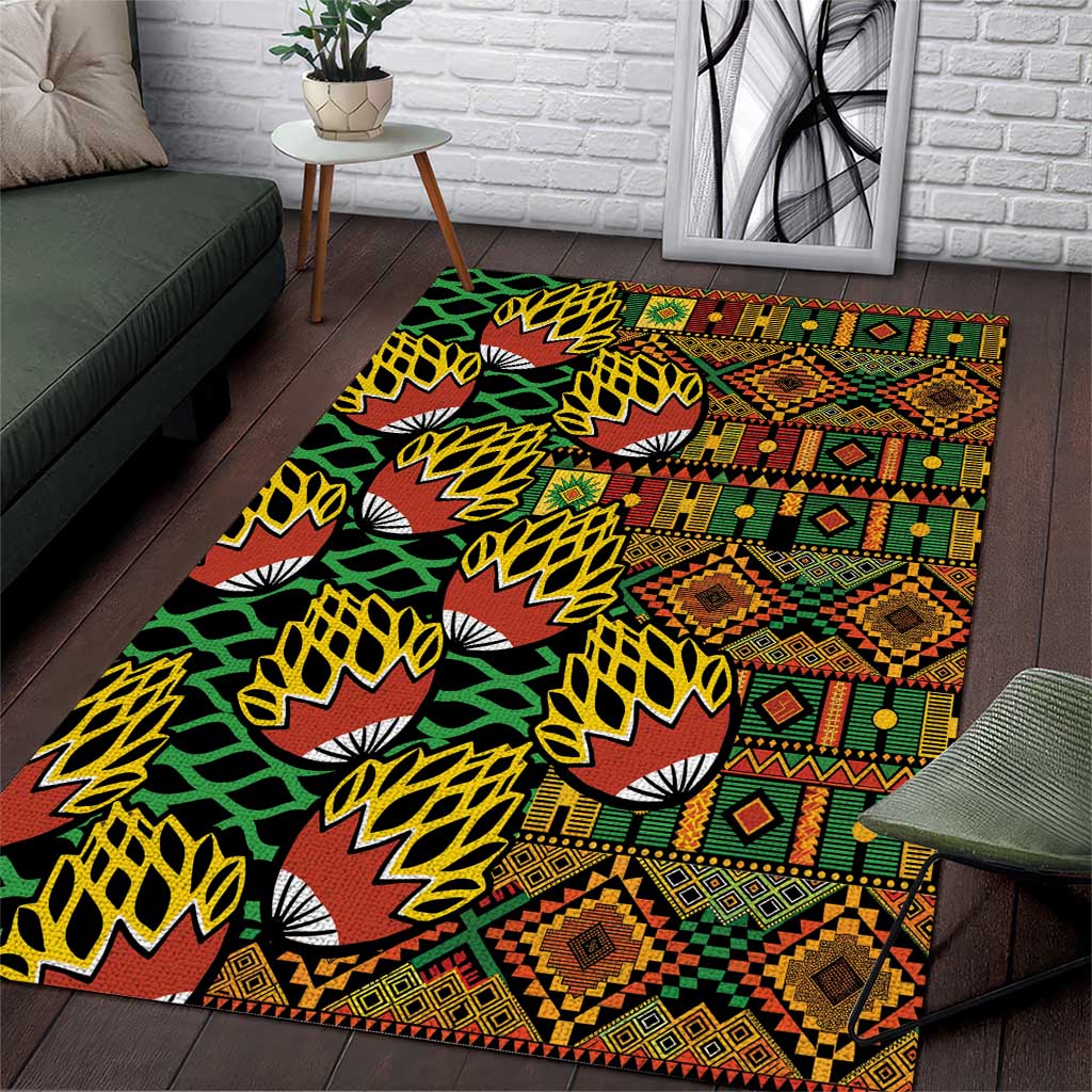 African Tribal Geometric Mixed Kanga Pattern Area Rug LT9 - Wonder Print Shop