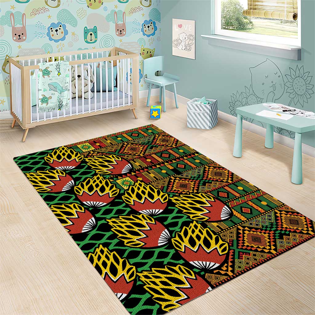 African Tribal Geometric Mixed Kanga Pattern Area Rug LT9 - Wonder Print Shop