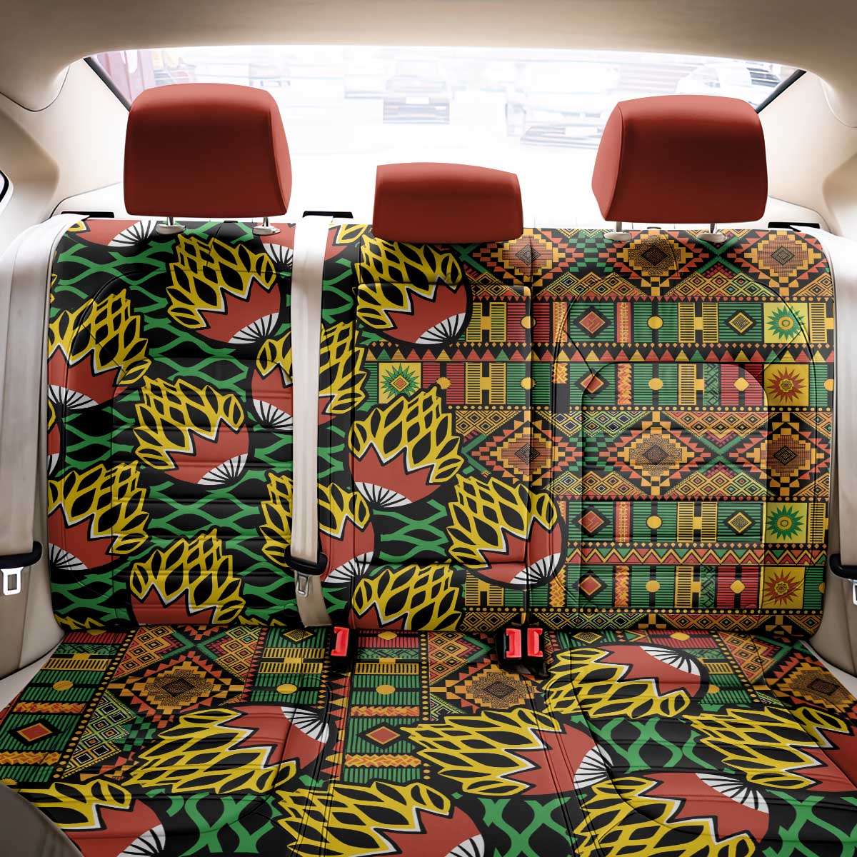 African Tribal Geometric Mixed Kanga Pattern Back Car Seat Cover LT9 - Wonder Print Shop