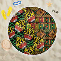 African Tribal Geometric Mixed Kanga Pattern Beach Blanket LT9 - Wonder Print Shop