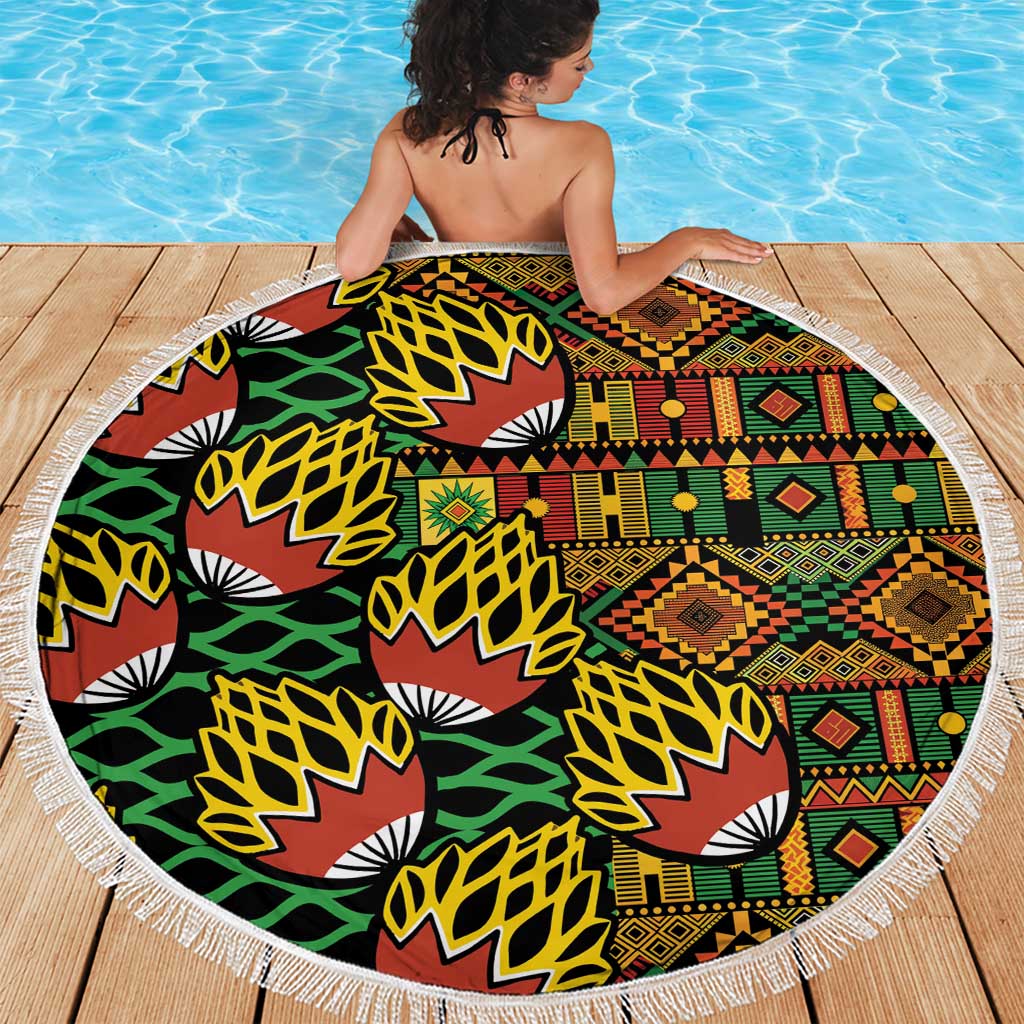 African Tribal Geometric Mixed Kanga Pattern Beach Blanket LT9 - Wonder Print Shop