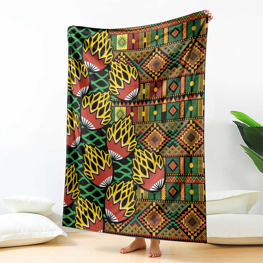 African Tribal Geometric Mixed Kanga Pattern Blanket