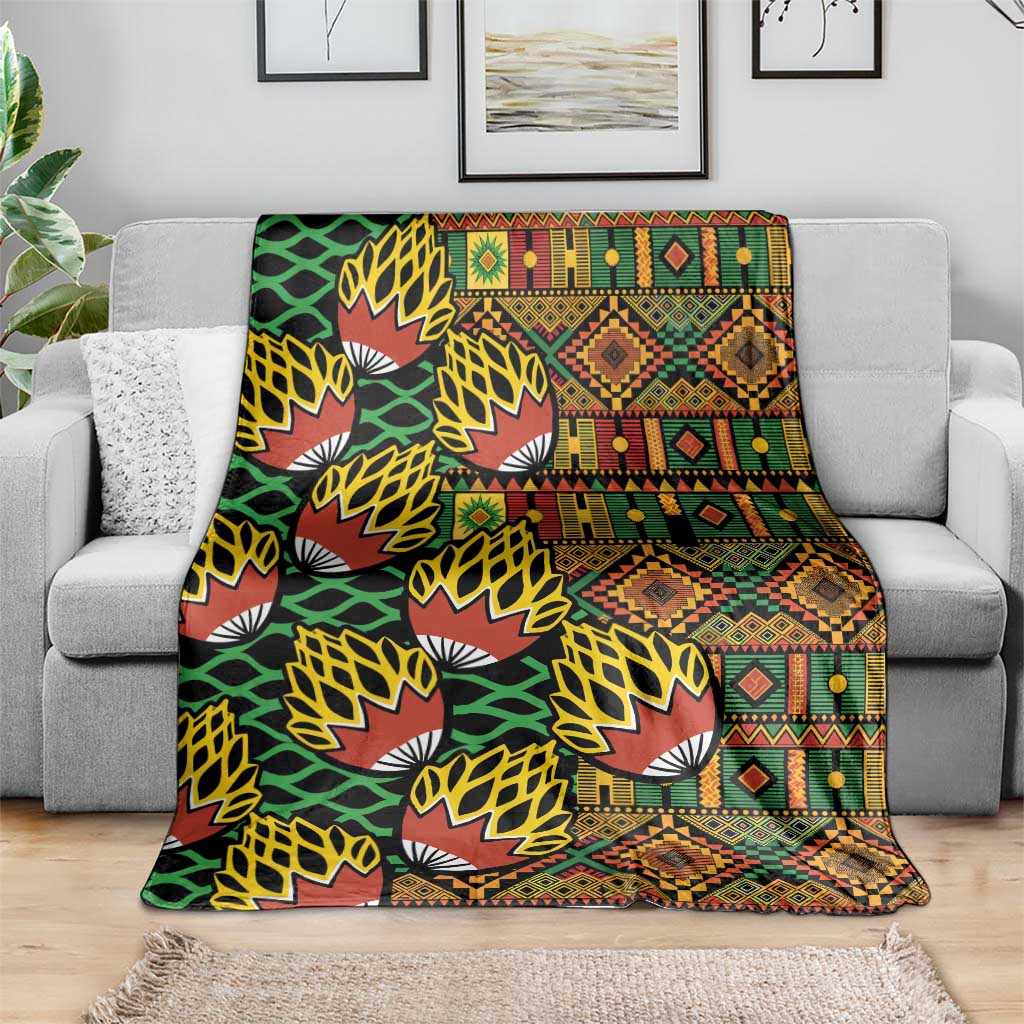 African Tribal Geometric Mixed Kanga Pattern Blanket