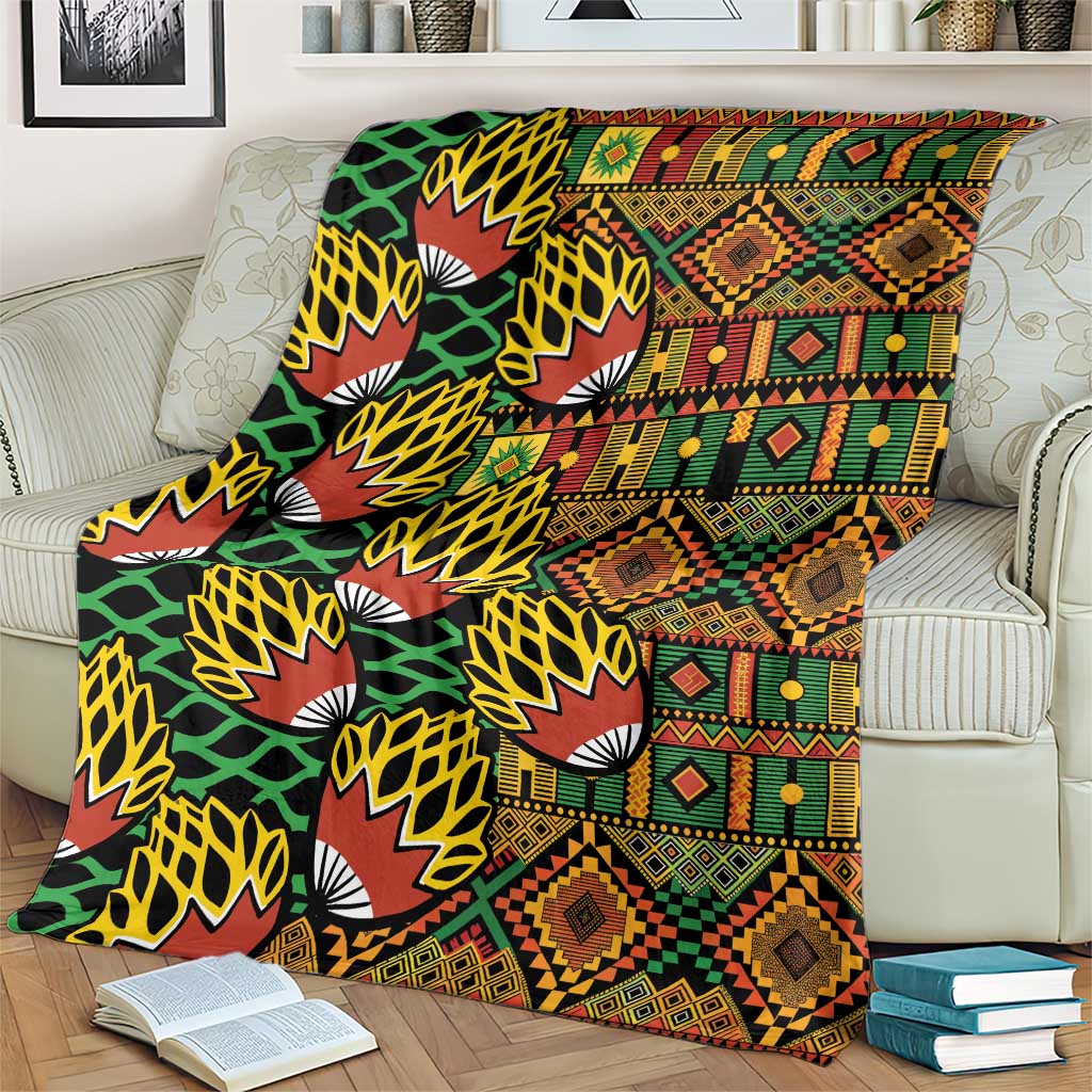 African Tribal Geometric Mixed Kanga Pattern Blanket