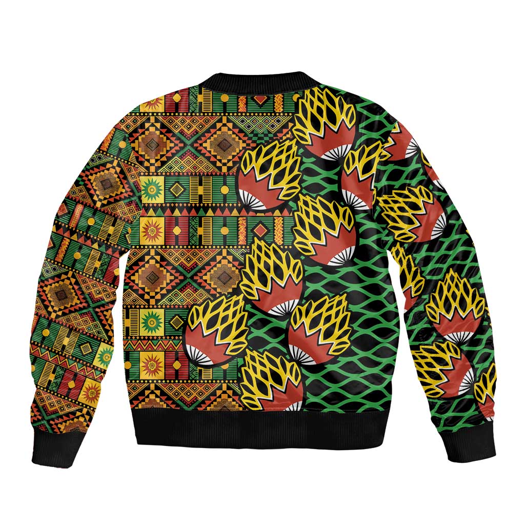 African Tribal Geometric Mixed Kanga Pattern Bomber Jacket LT9 - Wonder Print Shop