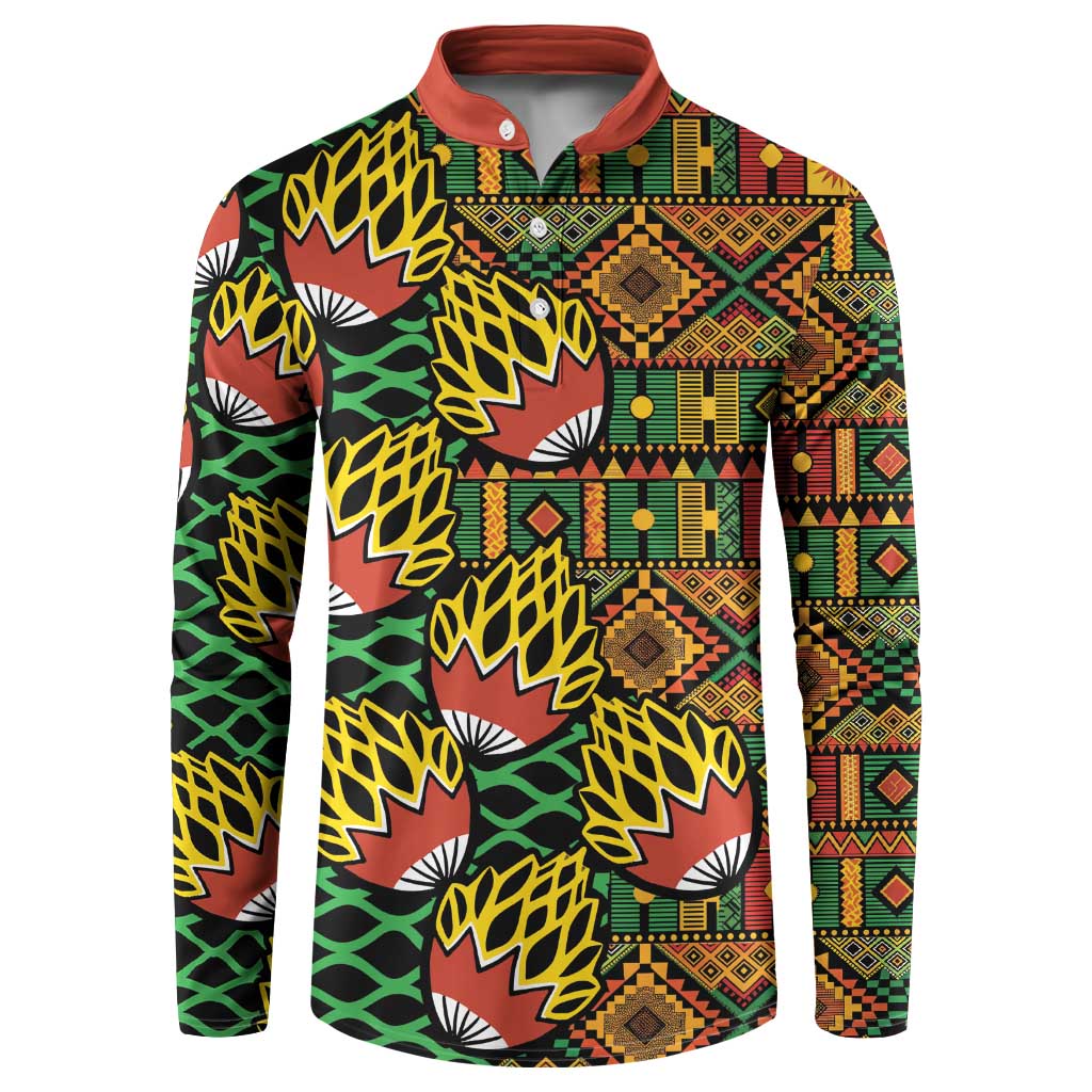 African Tribal Geometric Mixed Kanga Pattern Button Sweatshirt LT9 - Wonder Print Shop