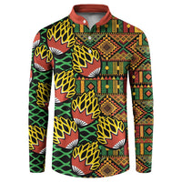 African Tribal Geometric Mixed Kanga Pattern Button Sweatshirt LT9 - Wonder Print Shop