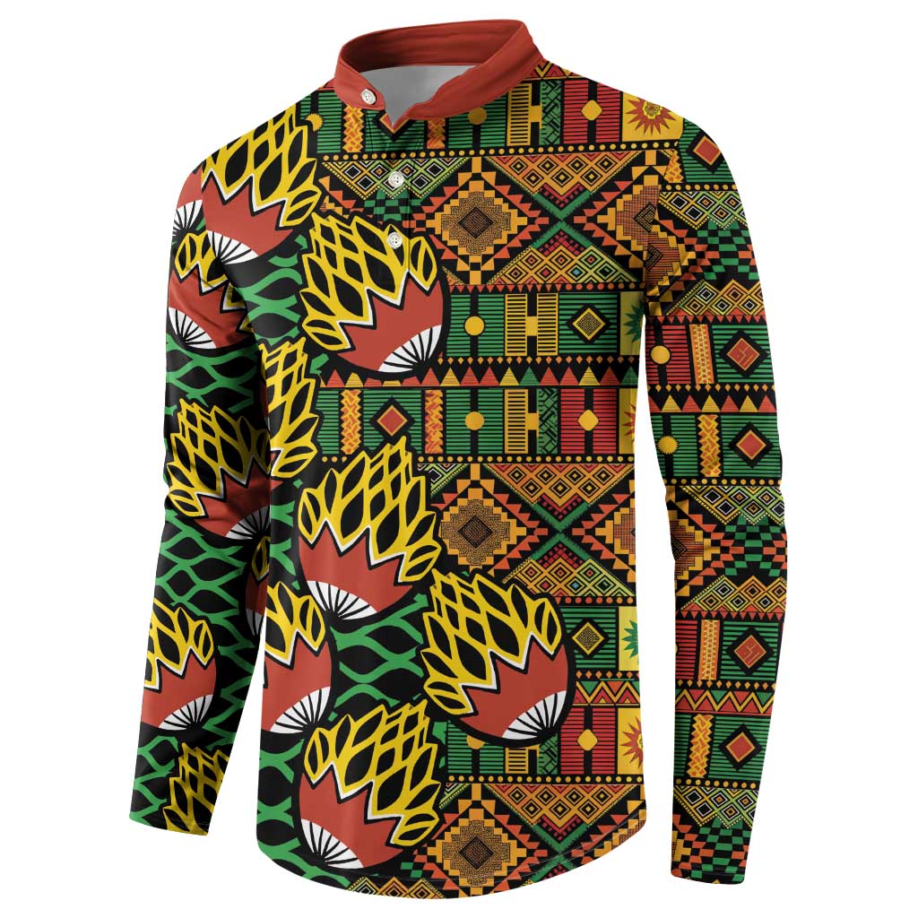 African Tribal Geometric Mixed Kanga Pattern Button Sweatshirt LT9 - Wonder Print Shop