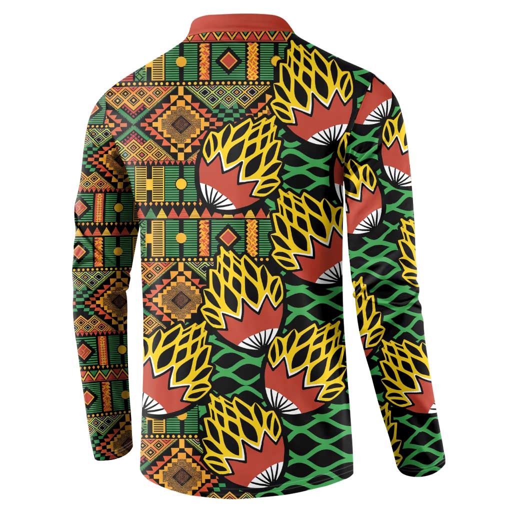 African Tribal Geometric Mixed Kanga Pattern Button Sweatshirt LT9 - Wonder Print Shop