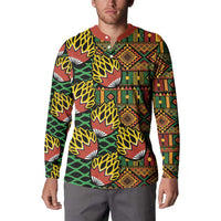 African Tribal Geometric Mixed Kanga Pattern Button Sweatshirt LT9 - Wonder Print Shop
