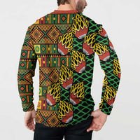 African Tribal Geometric Mixed Kanga Pattern Button Sweatshirt LT9 - Wonder Print Shop