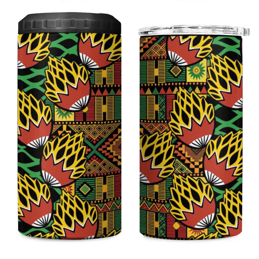 African Tribal Geometric Mixed Kanga Pattern 4 in 1 Can Cooler Tumbler LT9 - Wonder Print Shop