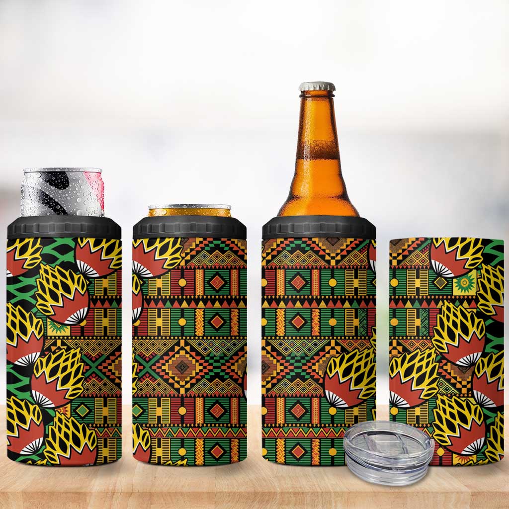 African Tribal Geometric Mixed Kanga Pattern 4 in 1 Can Cooler Tumbler LT9 - Wonder Print Shop