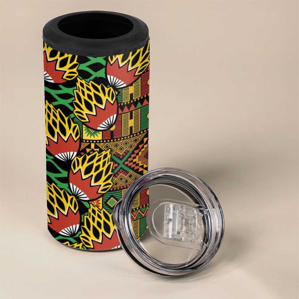 African Tribal Geometric Mixed Kanga Pattern 4 in 1 Can Cooler Tumbler LT9 - Wonder Print Shop