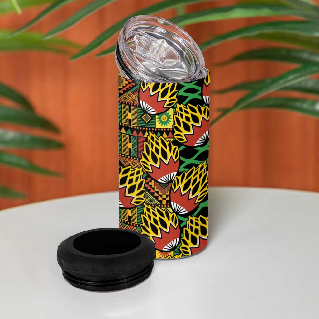 African Tribal Geometric Mixed Kanga Pattern 4 in 1 Can Cooler Tumbler LT9 - Wonder Print Shop
