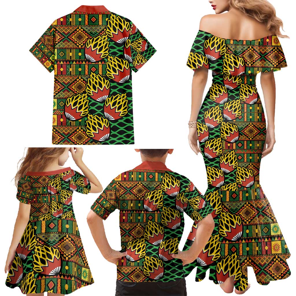 African Tribal Geometric Mixed Kanga Pattern Family Matching Mermaid Dress and Hawaiian Shirt LT9 - Wonder Print Shop