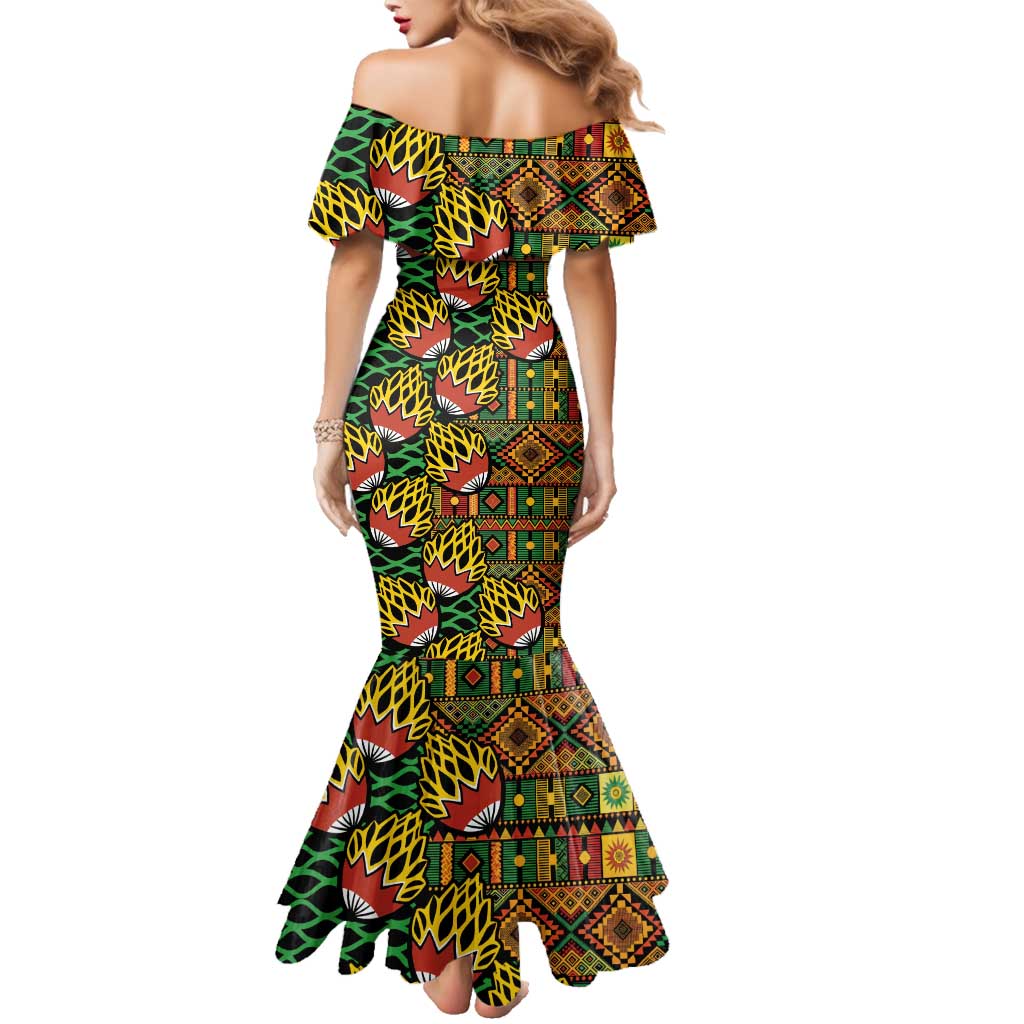 African Tribal Geometric Mixed Kanga Pattern Family Matching Mermaid Dress and Hawaiian Shirt LT9 - Wonder Print Shop