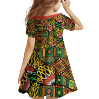 African Tribal Geometric Mixed Kanga Pattern Family Matching Off Shoulder Maxi Dress and Hawaiian Shirt LT9 - Wonder Print Shop