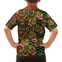 African Tribal Geometric Mixed Kanga Pattern Family Matching Puletasi and Hawaiian Shirt