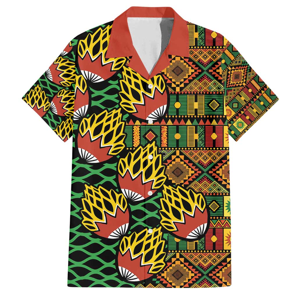 African Tribal Geometric Mixed Kanga Pattern Family Matching Puletasi and Hawaiian Shirt