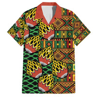 African Tribal Geometric Mixed Kanga Pattern Family Matching Puletasi and Hawaiian Shirt