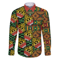African Tribal Geometric Mixed Kanga Pattern Family Matching Puletasi and Hawaiian Shirt