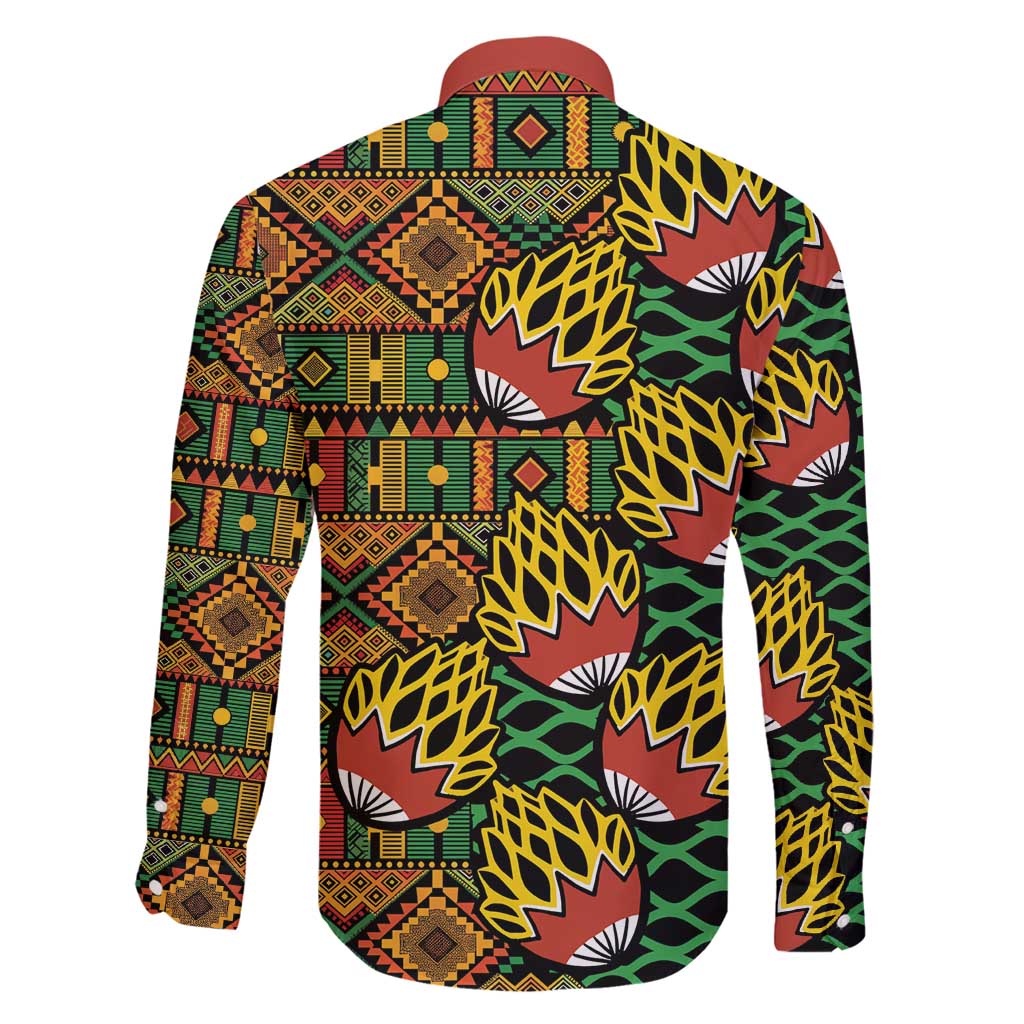 African Tribal Geometric Mixed Kanga Pattern Family Matching Puletasi and Hawaiian Shirt